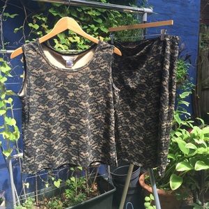 Outfit JPL Lace Print Skirt and Top Set